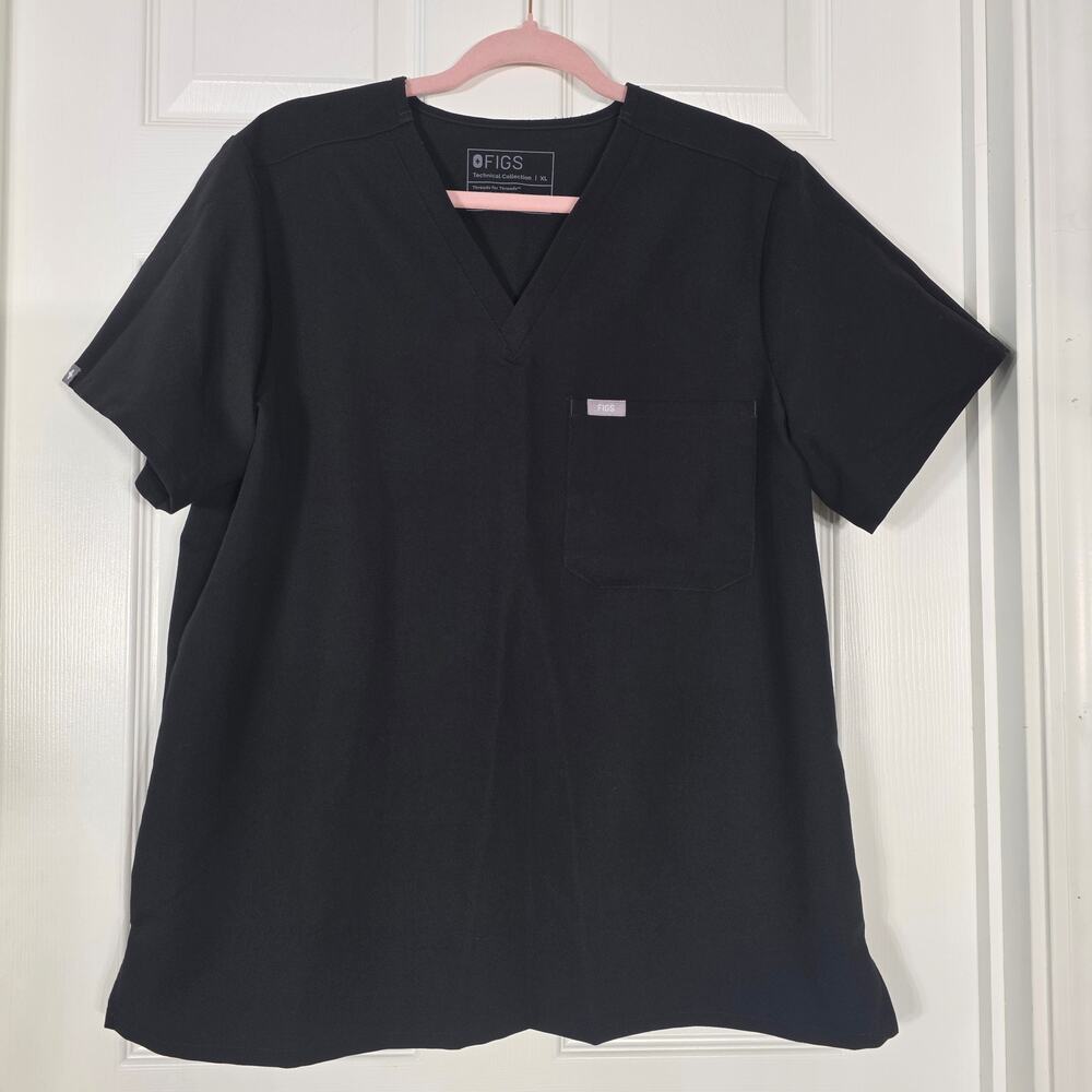 Figs Catarina 1 Pocket Scrub Top "Black" PO# 6329 Size XL (1)